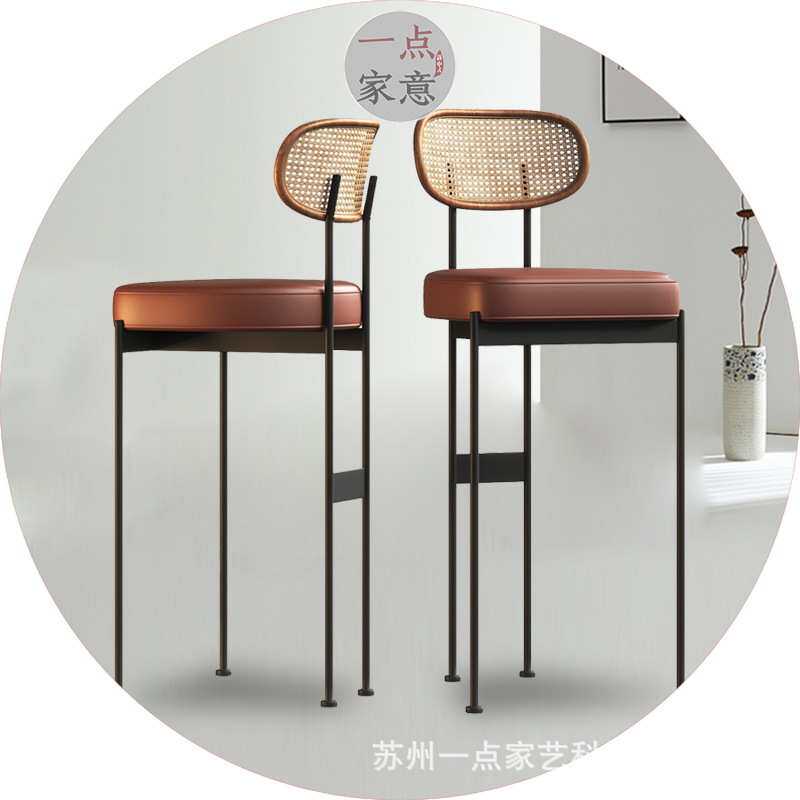 实木高脚凳轻奢酒吧椅吧台椅餐厅黑胡桃木吧凳高脚椅外贸出口厂