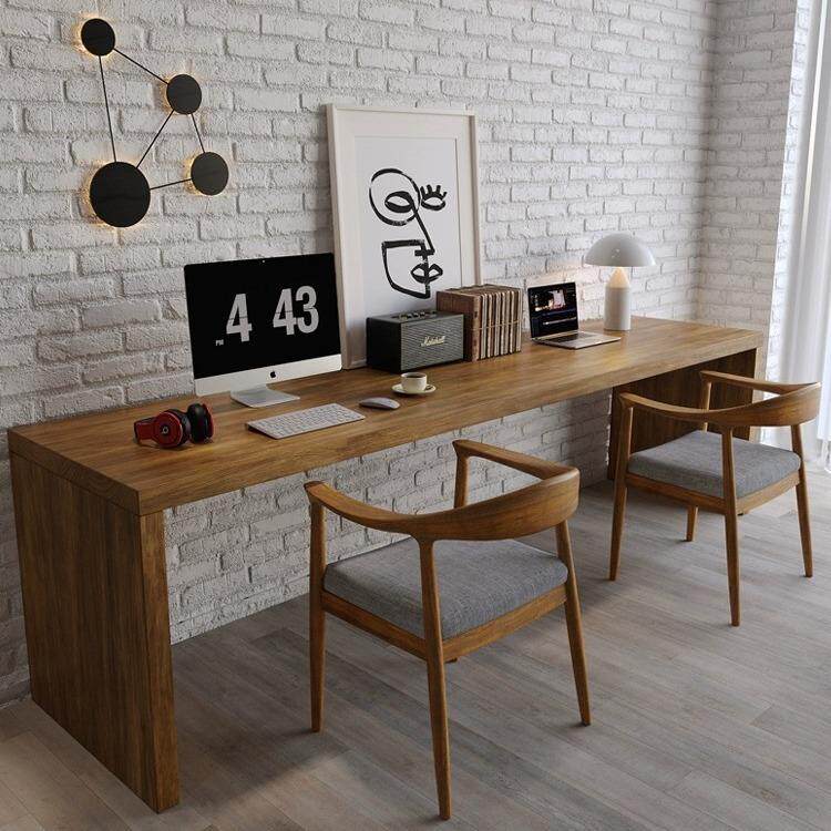 现代简约家用实木办公桌书房双人书桌椅组合小户型设计师工作台