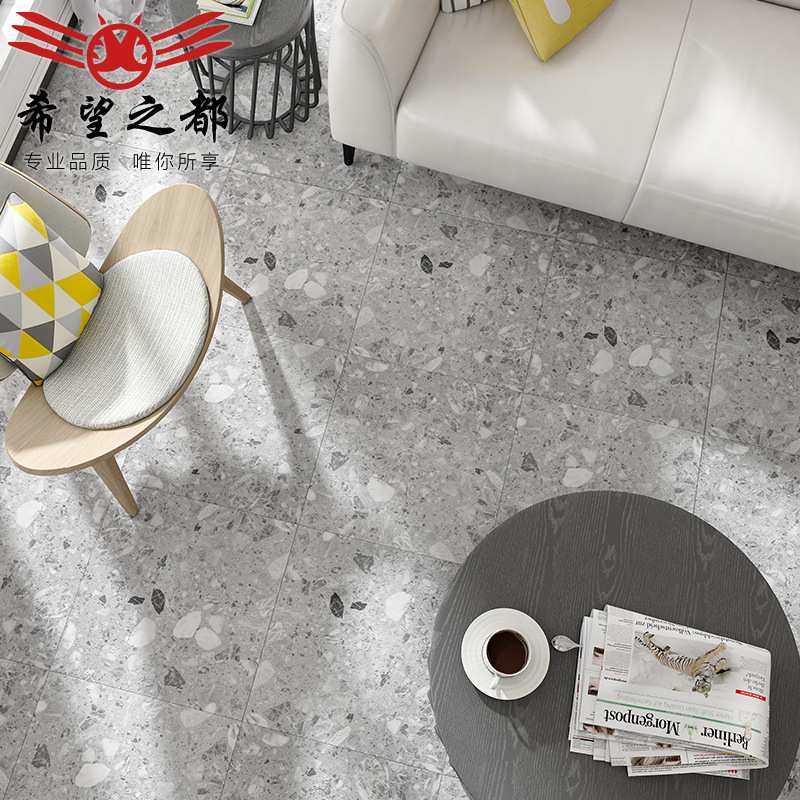 彩色水磨石地砖卫生间客厅仿古瓷砖800x800服装奶茶店防滑工程