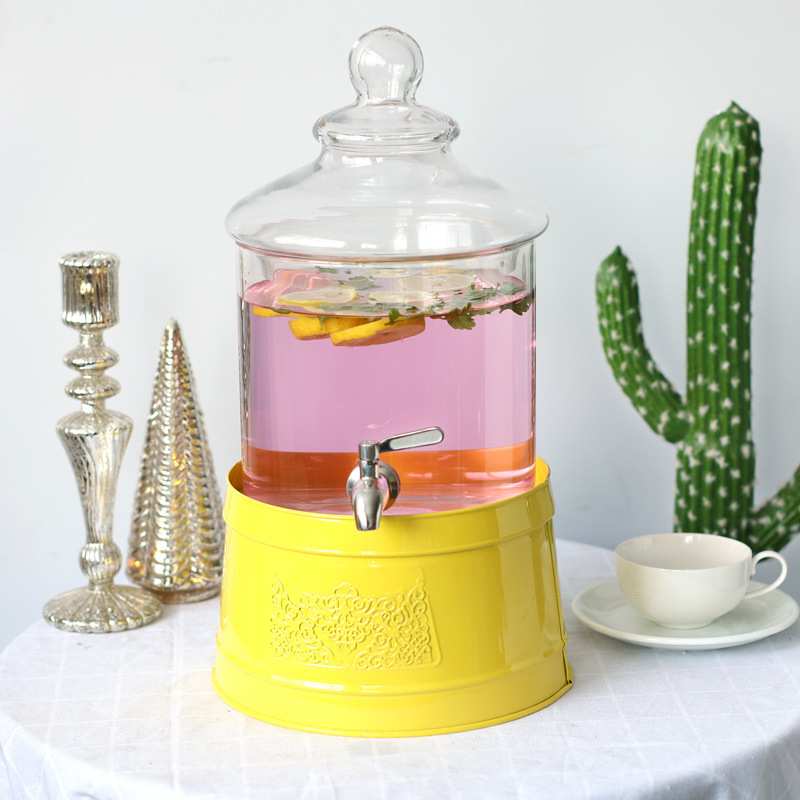 欧式耐热玻璃果汁罐酒店自助大容量带龙头柠檬水家用凉水壶可乐桶