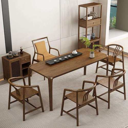 新中式全实木茶桌椅组合白蜡木客厅家用茶几桌轻奢高端办公泡茶台