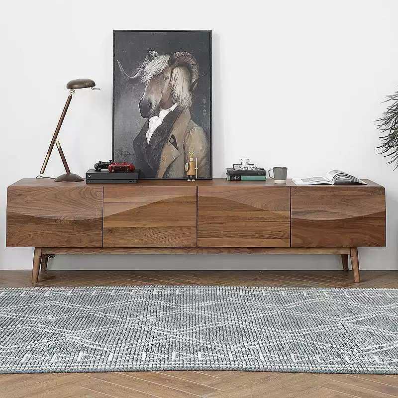 现代黑胡桃木樱桃木实木电视柜 客厅小户型北欧创意简约波浪地柜,3C数码配件,USB灯,淘宝优惠券,粉丝福利购,淘宝优惠卷