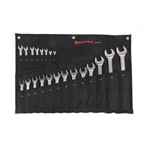 钢盾工具21件套公制凹筋两用扳手梅开扳手套装S017301