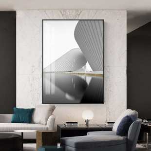 建筑美学 现代摄影黑白装饰画酒店设计师样板房壁画玄关大幅挂画