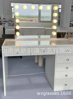 现货简约网红梳妆台卧室大容量镜子化妆桌斗柜一体vanity table