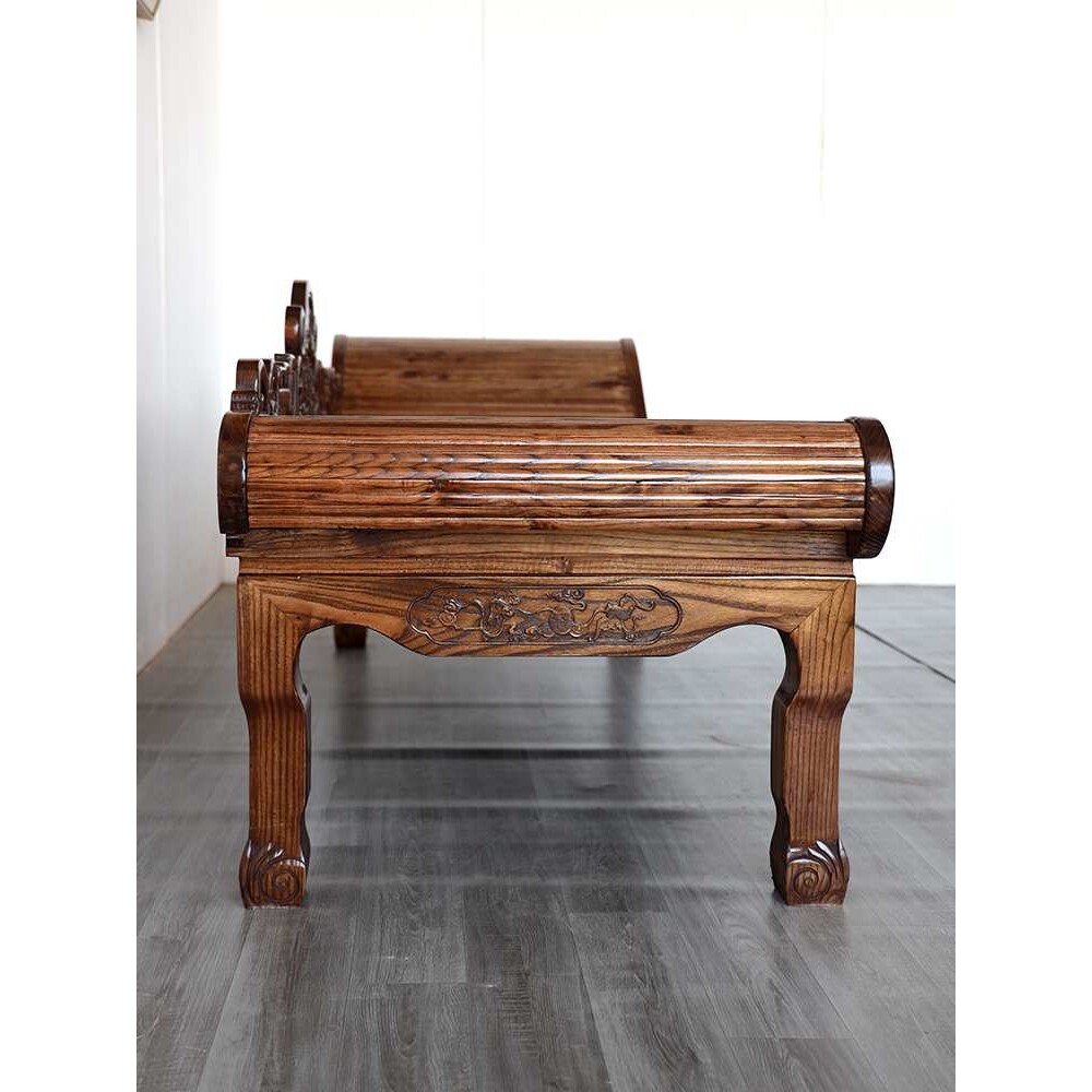 实木贵妃床中式榆木雕花仿古美人榻小户型客厅沙发躺椅单人罗汉床