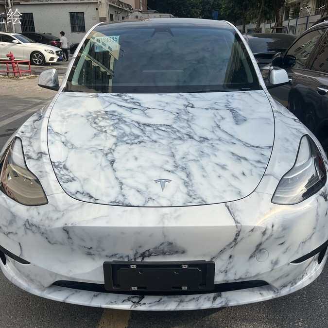 汽车彩绘涂装车身改色膜赛车赛道汽车贴膜4S店新车大理石改色贴膜