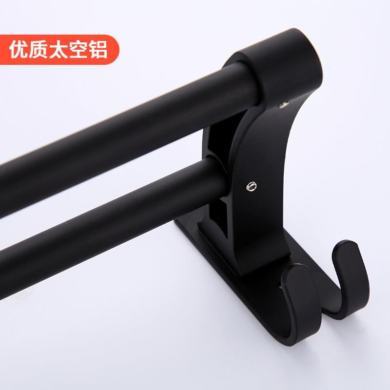 5DBJ太空铝合金挂毛巾架带挂钩浴室晾毛巾杆打孔式安装高低