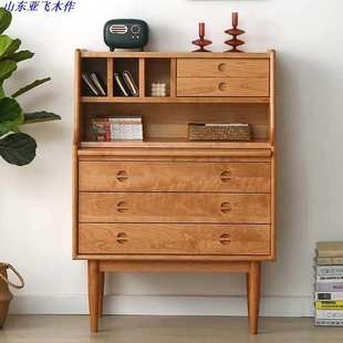北欧橡木复古秘书柜书桌 餐边收纳储物梳妆台桌 日式樱桃木实木原