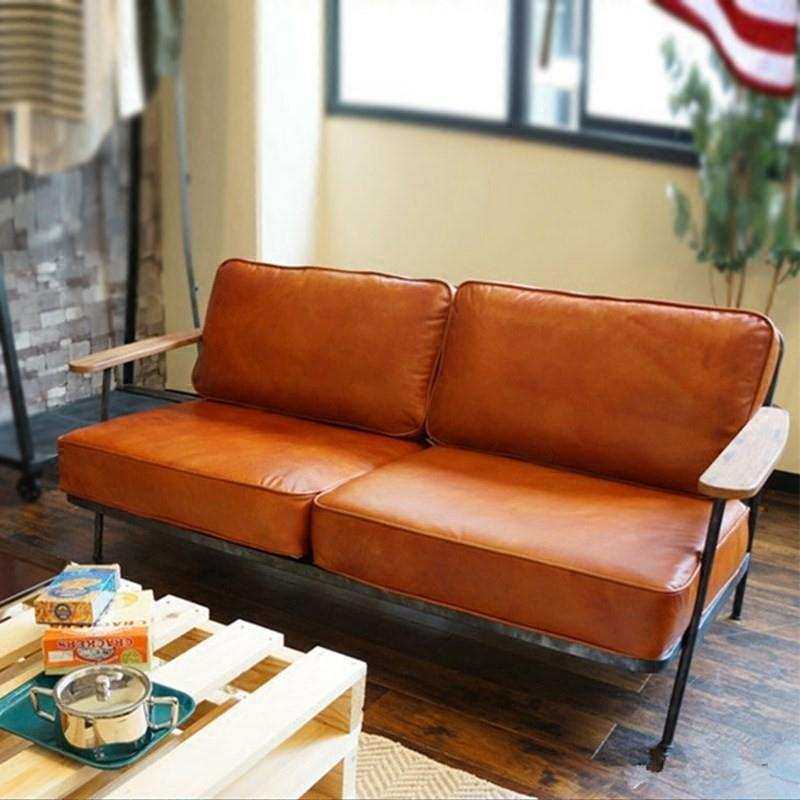 复古工作室单人双人美式工业风铁艺沙发服装店北欧皮艺酒吧椅卡座