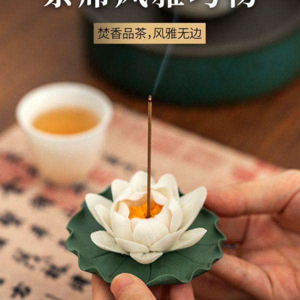 香炉陶瓷鹅梨家用室内香插莲花香座线香底座点香插摆件香薰炉茶道,家居饰品,香薰炉,淘宝优惠券,粉丝福利购,淘宝优惠卷