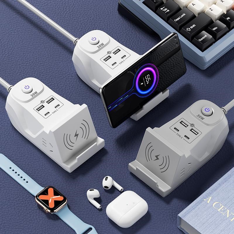 插座无线b充电插排带快充USB充电多功能接线板插板带线多用