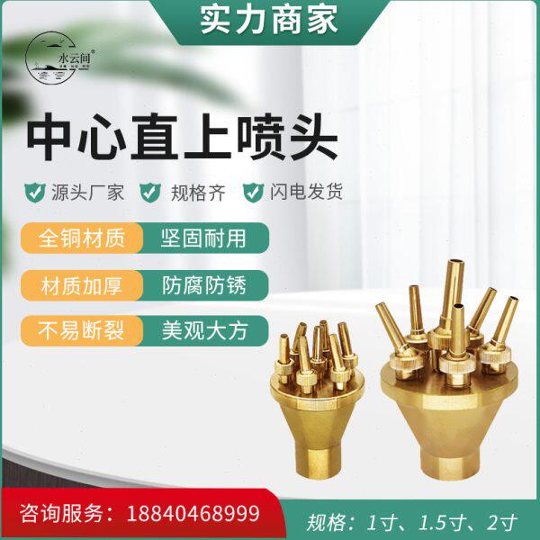 全铜可调节中心直上喷头万向直射水景景观水鱼池造景园林喷泉喷头
