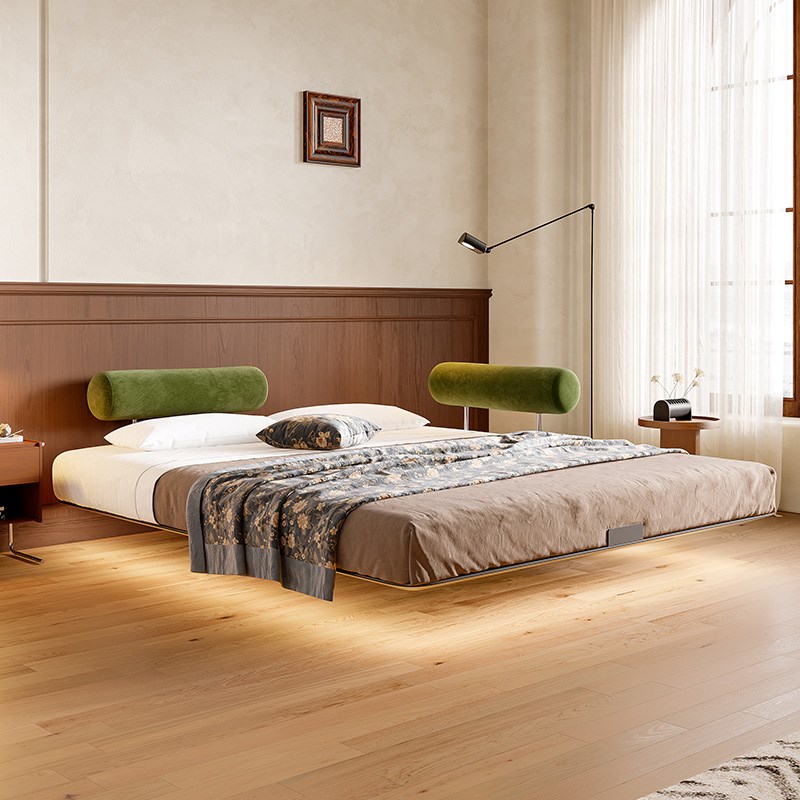 jeaek简约现代悬浮q莫妮床小户型碳素钢架靠枕床榻榻米齐边双人床