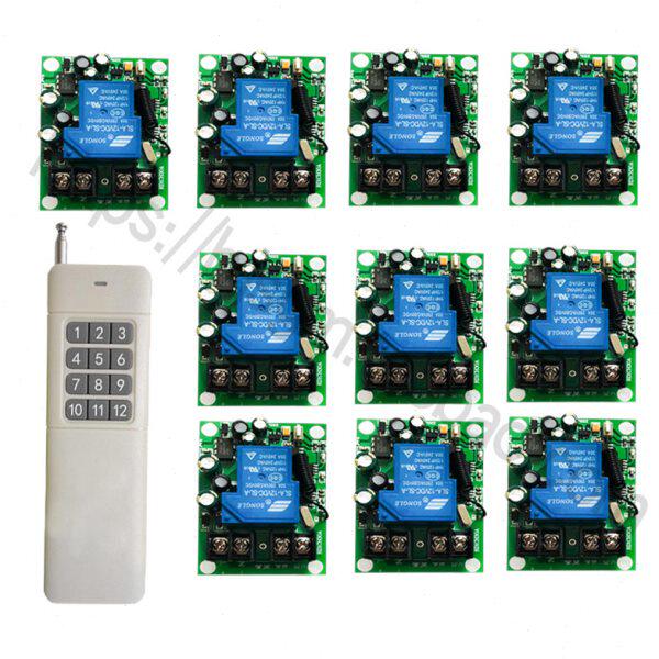 一拖十10路远距离无线遥控开关24V36V48V110V220V灯具电机电池阀