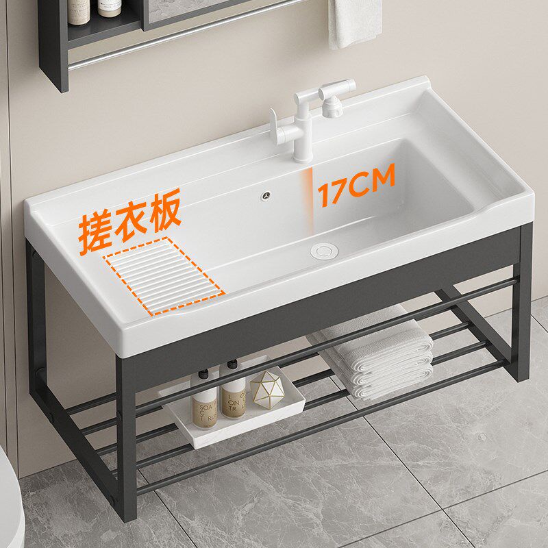 洗衣池带搓板洗手盆阳台家用加深洗衣槽I户外庭院洗手台洗脸陶瓷