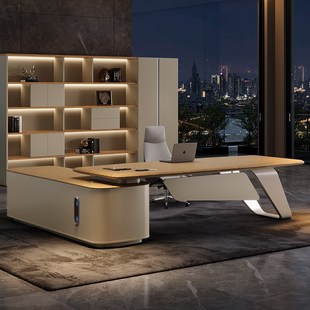 E0级板材老板桌办公桌椅组w合轻奢高级感领导大班台办公室家俱书