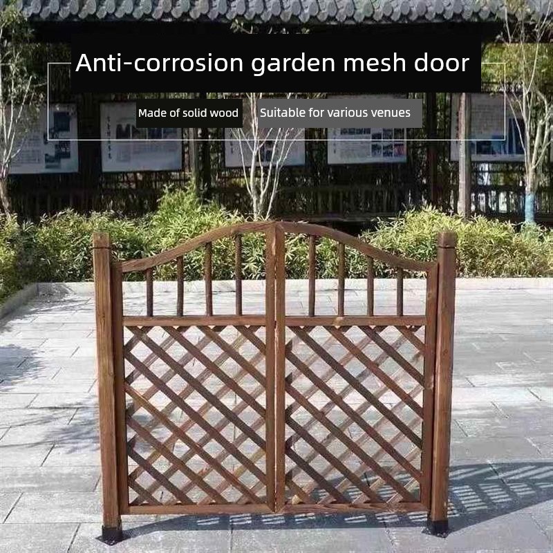 碳化覆古防腐木门木栅栏门园艺栅栏花园院子门庭院门小.院门免安