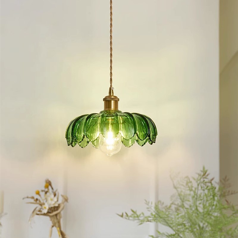 简约现代法式清i新玻璃田园风吊灯阳台灯过道走廊复古床头奶油风