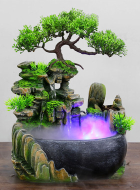 创意礼品小假山流水桌面摆件装饰加湿器办公室工艺品