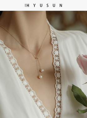 高级感法式轻奢小众设计项链女天然珍珠简约气质超仙百搭潮锁骨链
