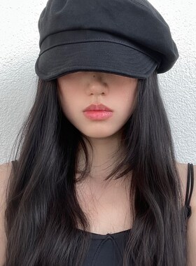 春季复古休闲纯色网红时尚八角帽子女显脸小遮阳时装帽小众帽子女