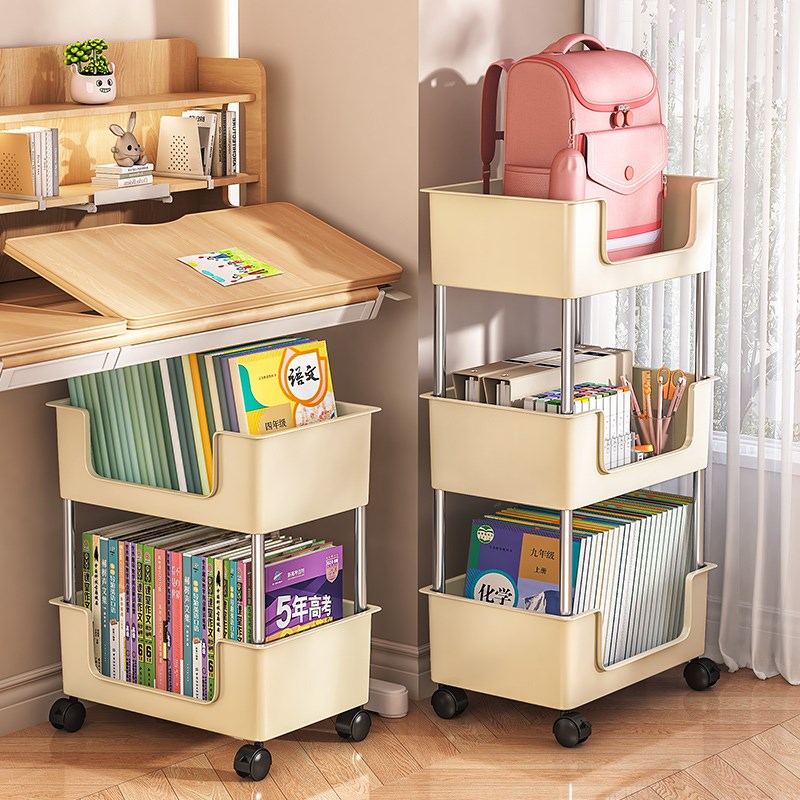 书包置物架学生桌下书架s落地书本整理神器可移动小推车教室置物