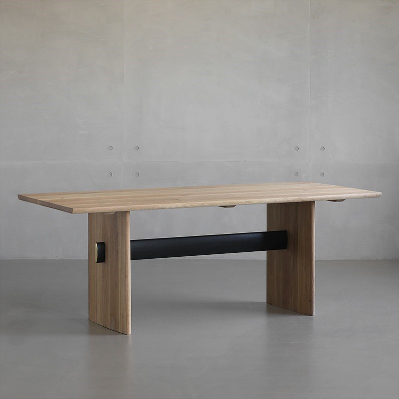 北欧实木表情餐桌现代极简家用小户型橡木L轻奢工业风复古桌椅组