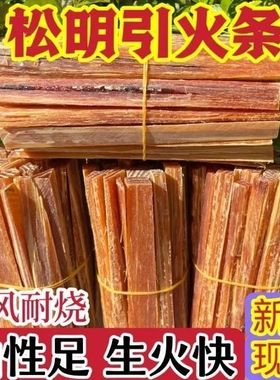 松明子引火条烧烤原生火木柴点燃户外快速神器琥珀木点火野外家用
