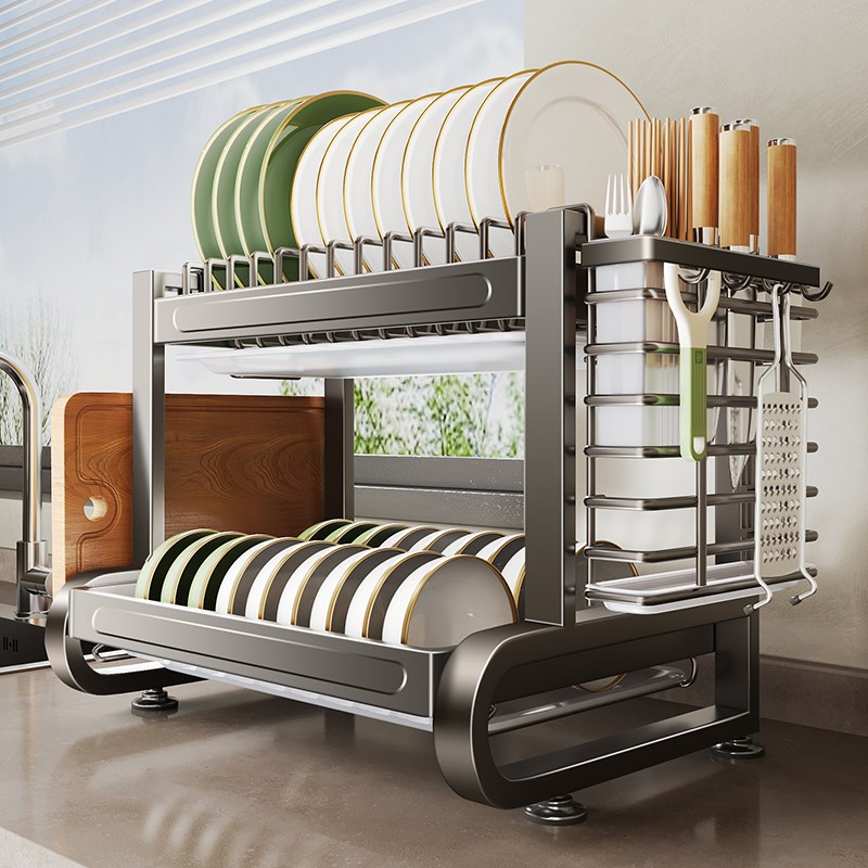 碗碟收纳架沥水架k厨房置物架碗架碗筷碗盘家用不锈钢多功能收纳