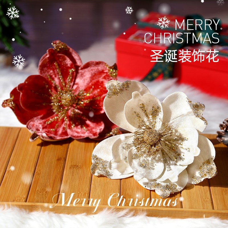 圣诞节装饰圣诞花2024新款圣诞树场景布L置挂件节日装扮用品小摆