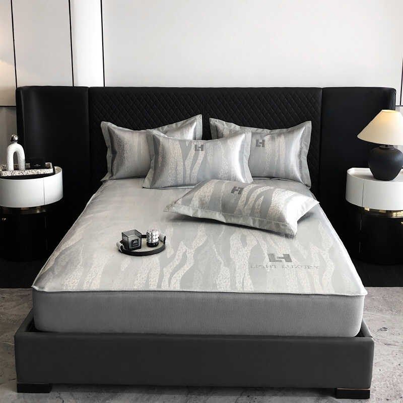 夏季冰丝凉席三件套空调席单双人丝滑可水洗折叠纯色床笠款软席子,床上用品,冰丝席,淘宝优惠券,粉丝福利购,淘宝优惠卷