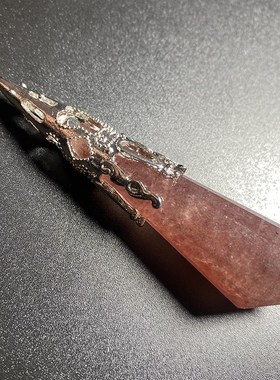 天然水晶灵摆吊坠草莓晶复古项链套装招财情侣礼物挂件生日饰品石