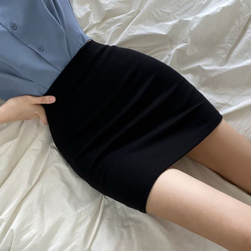 黑色高腰包臀短裙女夏季