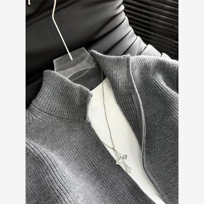 cleanfit灰色拉炼毛衣男