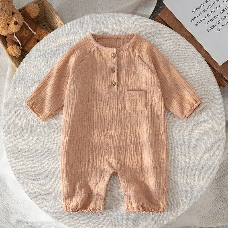 婴儿长袖纱布衣服夏季薄款透气3-6-9-12个月宝宝棉纱连体衣泡泡纱,童装/婴儿装/亲子装,连身衣/爬服/哈衣,淘宝优惠券,粉丝福利购,淘宝优惠卷