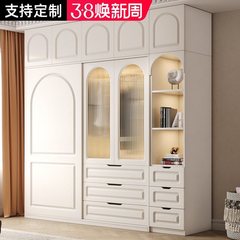 实木衣柜家用卧室奶油风新爆款柜子带书桌梳妆台一体法式衣橱定制,住宅家具,独立衣柜,淘宝优惠券,粉丝福利购,淘宝优惠卷