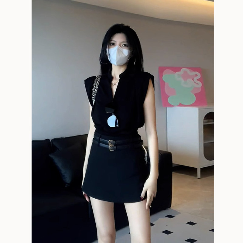 辣妹黑色西装半身裙女夏