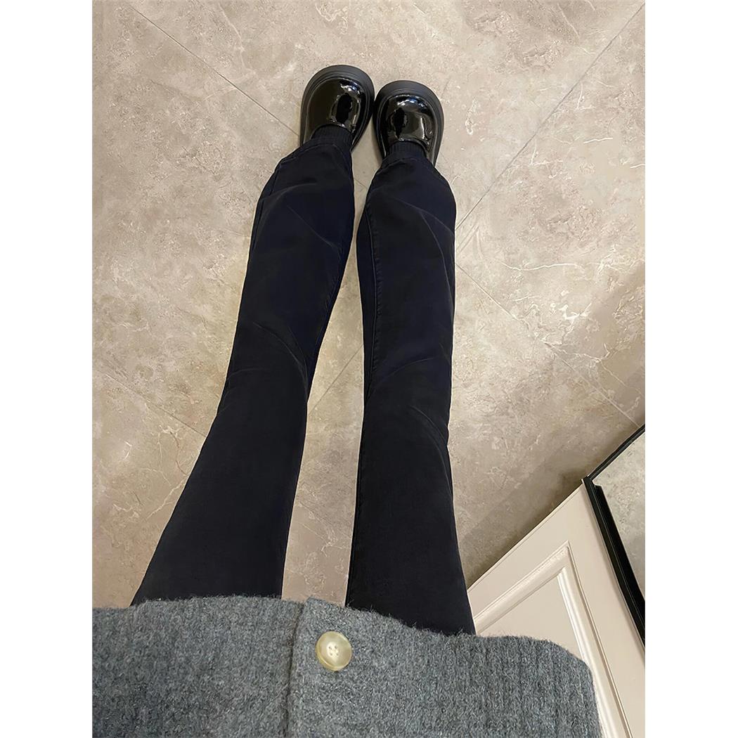 黑色微喇牛仔裤女春季新