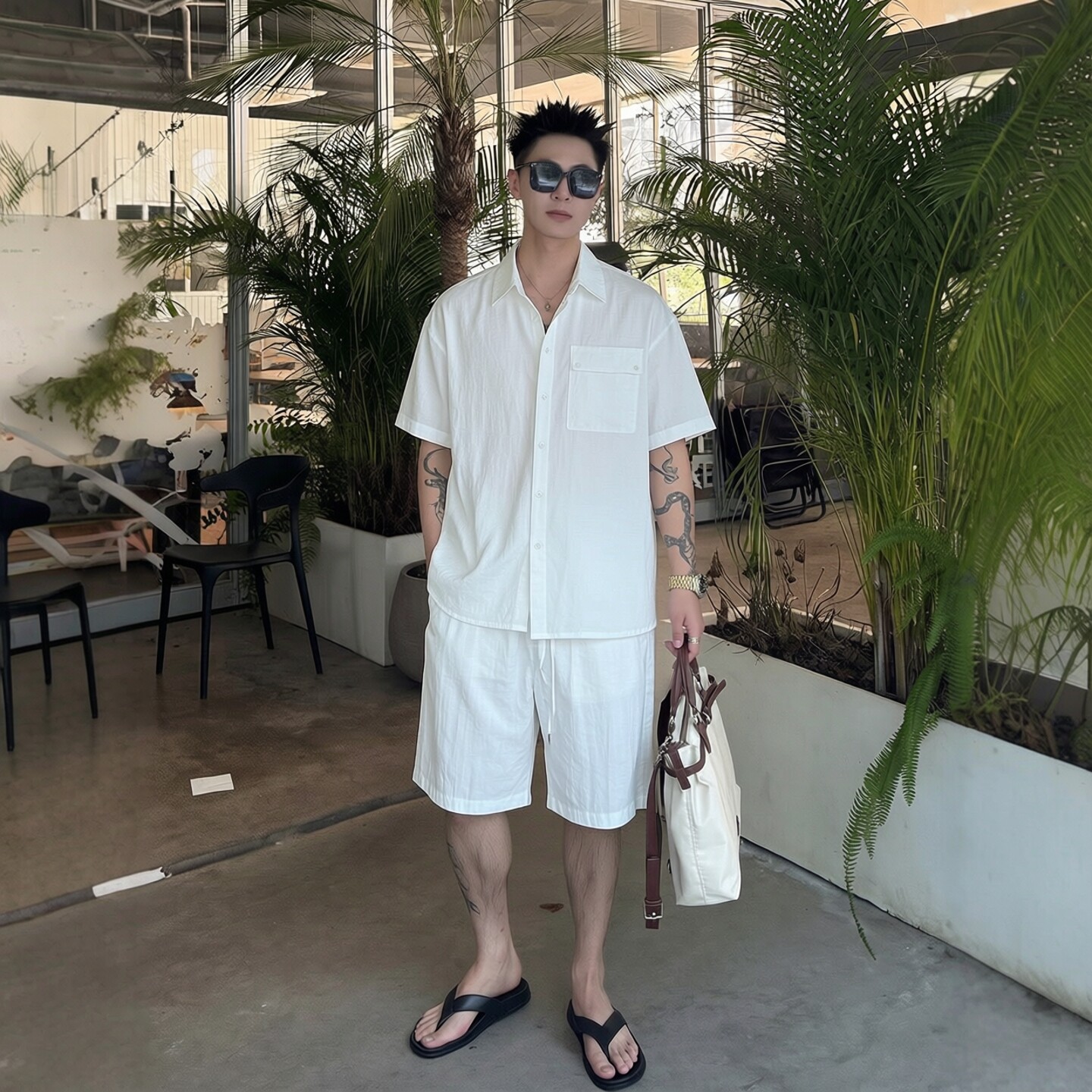 轻熟老钱风白色单口袋衬