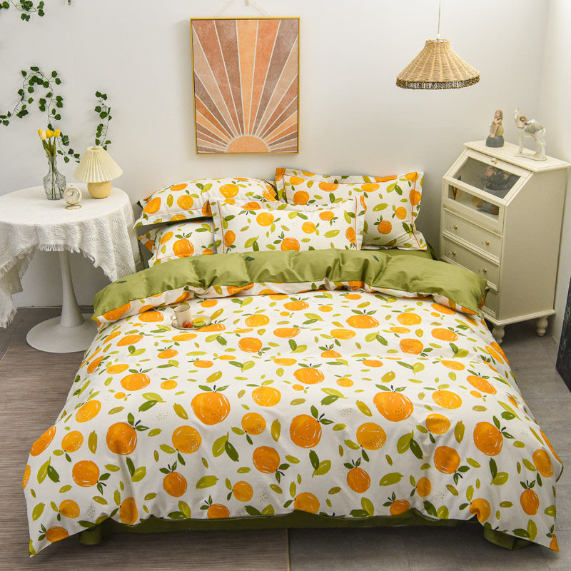 加厚加密简约纯棉四件套 全棉三件套133x76花卉1.2m1.5米1.8m床