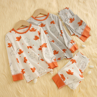 睡衣宝宝线衣线裤 男童保暖内衣套装 无骨 春秋薄款 莫棉儿童秋衣秋裤