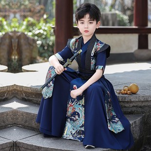 夏季男童汉服2025新款中国风帅气夏天薄款儿童新中式幼儿园演出服