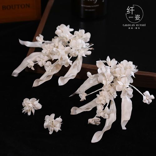 新款森系白色铃兰花发夹新娘结婚头饰气质婚纱礼服旅拍复古配饰品