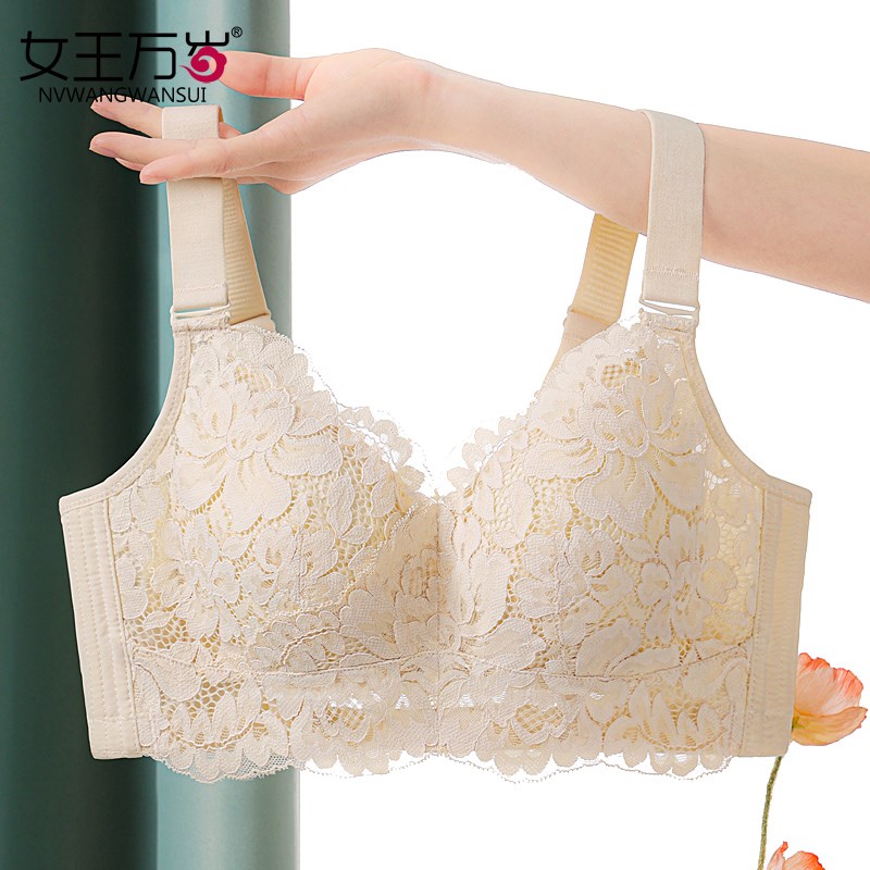防下垂收副乳无海绵无钢圈内衣女薄款全罩杯大胸显小调整型文胸罩