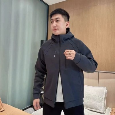 秋季男士新款太空棉刺绣字母拉链连帽夹克外套时尚百搭男女款卫衣