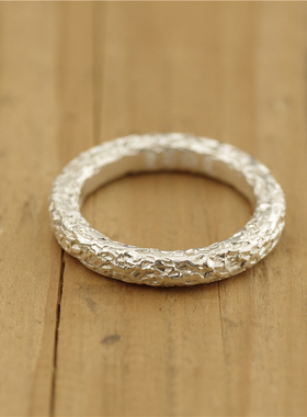 素戒纯银戒指加粗手工定制男生刻字大号简约粗犷狂野乱纹机理礼物