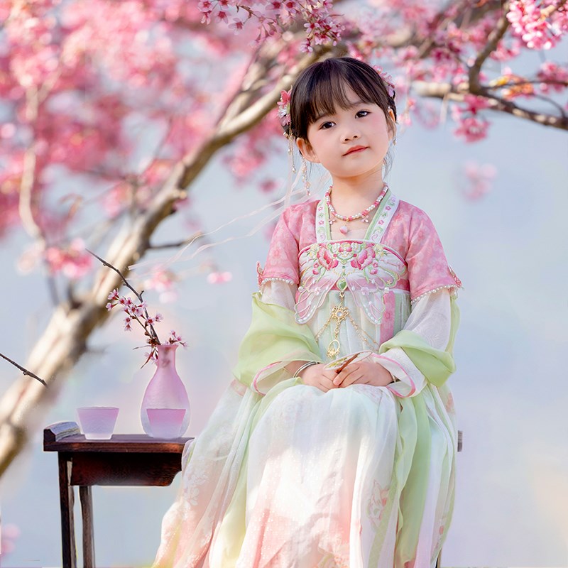 汉服女童春秋2025新款儿童古风超仙公主连衣裙女宝中国风古装襦裙