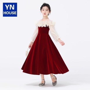 女童晚礼服闪亮公主裙轻奢小众高端儿童钢琴演奏主持人演出服