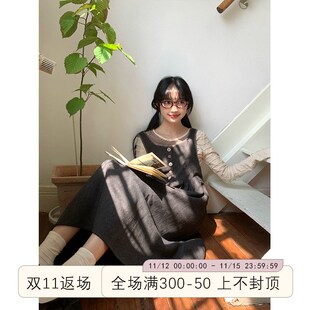 霍里德地图 手工钩织背心裙女初秋叠穿长款连衣裙